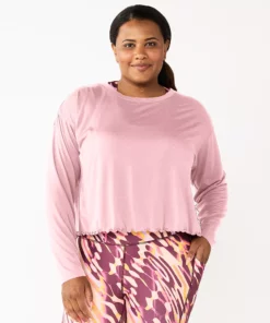 Tek Gear® Top Plus Size Lettuce-Edge Cross-Back