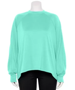 Tek Gear® Sweatshirt Fleece Plus Size Stretch Mockneck