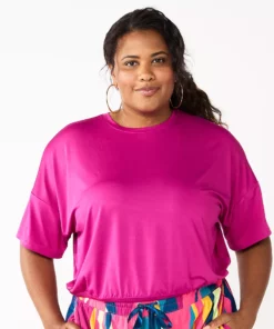 Tek Gear® Crop Top Plus Size Keyhole-Back